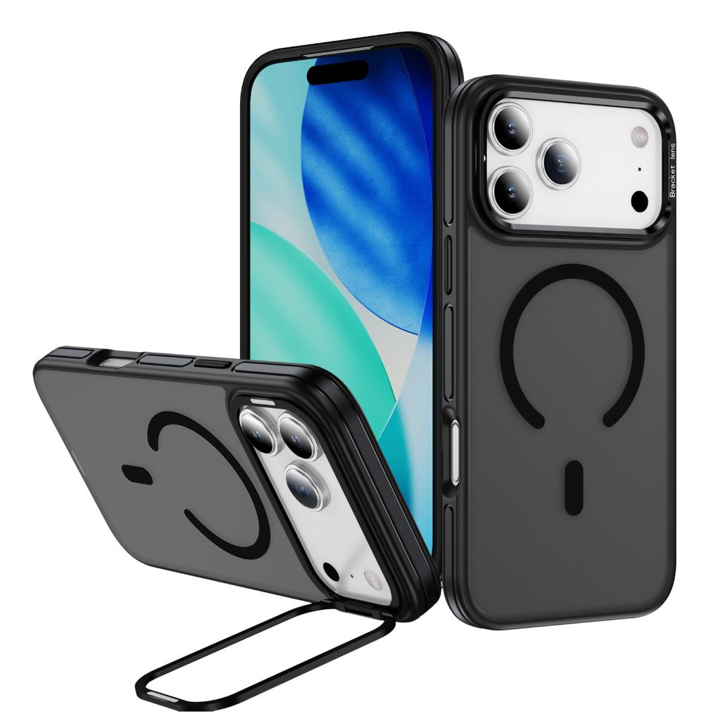 For Apple 16/15/14pm Phone Case Magnetic Metal Lens Frame Bracket Skin Feel for IPhone 17 Phone Case