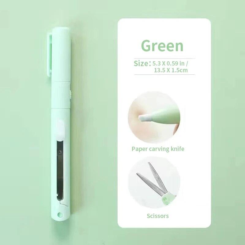 1 шт. Мини Портативные Ножницы Нож Для Резки Бумаги 2 В 1 Многофункциональные Карманные Ручки Форма Скрапбукинга Резьба Резка Художественные Инструменты