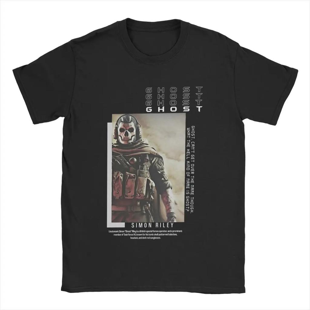 Leisure Call Game Duty Simon Ghost Riley T-Shirts Men Round Collar 100% Cotton T Shirts MW2 Short Sleeve Tees Summer Clothing