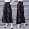 Брюки палаццо на лето Новый стиль Для среднего и пожилого возраста Свободные С высокой талией Модный ледяной шелк Брюки 7/8