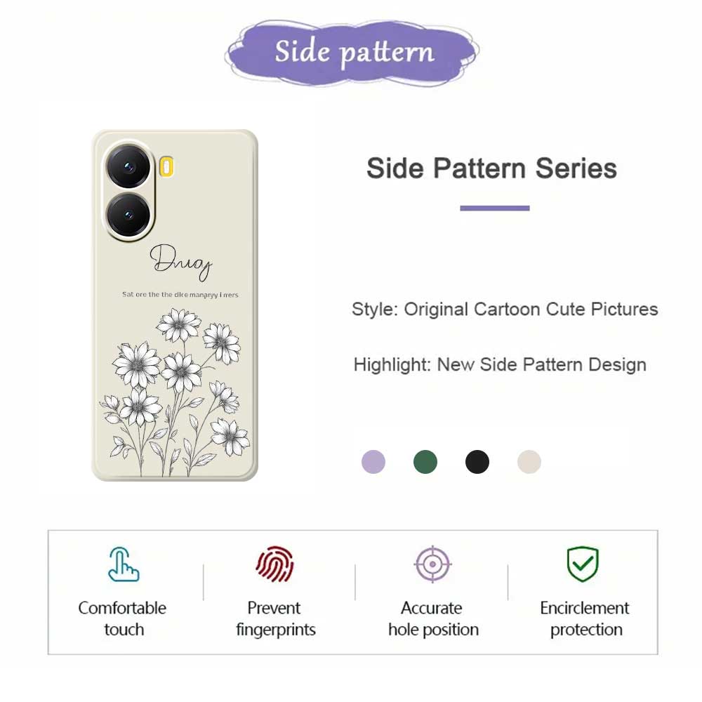 For Xiaomi Redmi Turbo 4 5G/Poco X7 Pro 5G Case Sketch Flowers Pattern Printing Straight Edge TPU Phone Back Cover