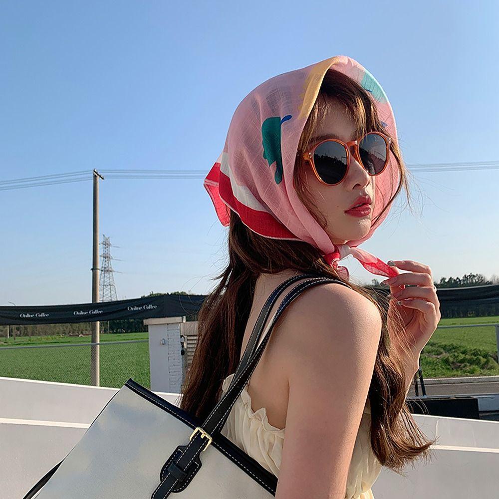 Breathable French Pastoral Style Headscarf Flower Printed INS Style Headband Towel Sun Protection Headband Girls