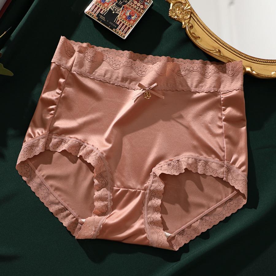 Женские роскошные атласные трусики с контролем живота, летние сексуальные кружевные трусы с высокой талией, большие размеры, хлопковые дышащие трусы с промежностью, нижнее белье