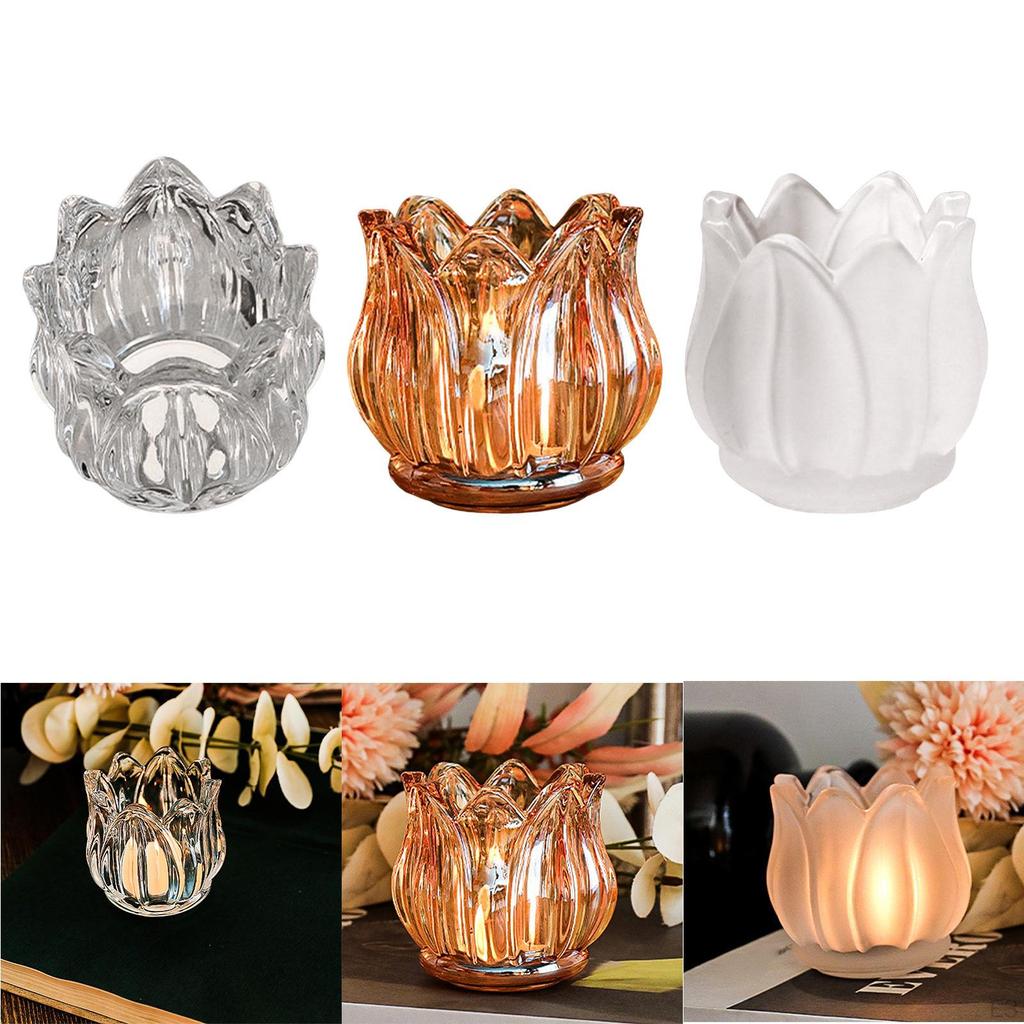 Стеклянный подсвечник в форме цветка. Подставка для чайной свечи.