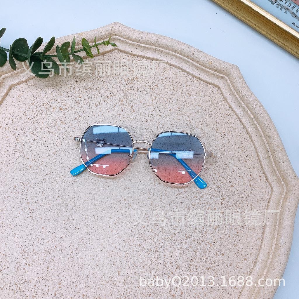 Солнцезащитные очки для путешествий и защиты от ультрафиолета для детей, металлическая оправа, милые детские вогнутые очки для ношения прилива