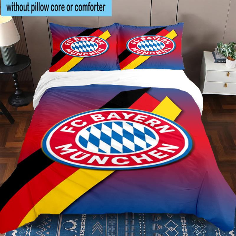 3pcs FC Bayern München Printed Bedding Set Duvet Cover Closure Includes 1 Duvet Cover & 2 Pillowcases Bedding Sets Home Decor Gifts