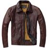 Chinese Size Vitnage Red Brown Men Leather Jacket 100% Cowhide Leather Motorcycle Style Genuine Cow Jackets for Men Autumn