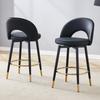 360 degrees swivel bar stool, entirely black, PU seat cushion, comfortable padded, suitable for bars, dining rooms, kitchens, patios