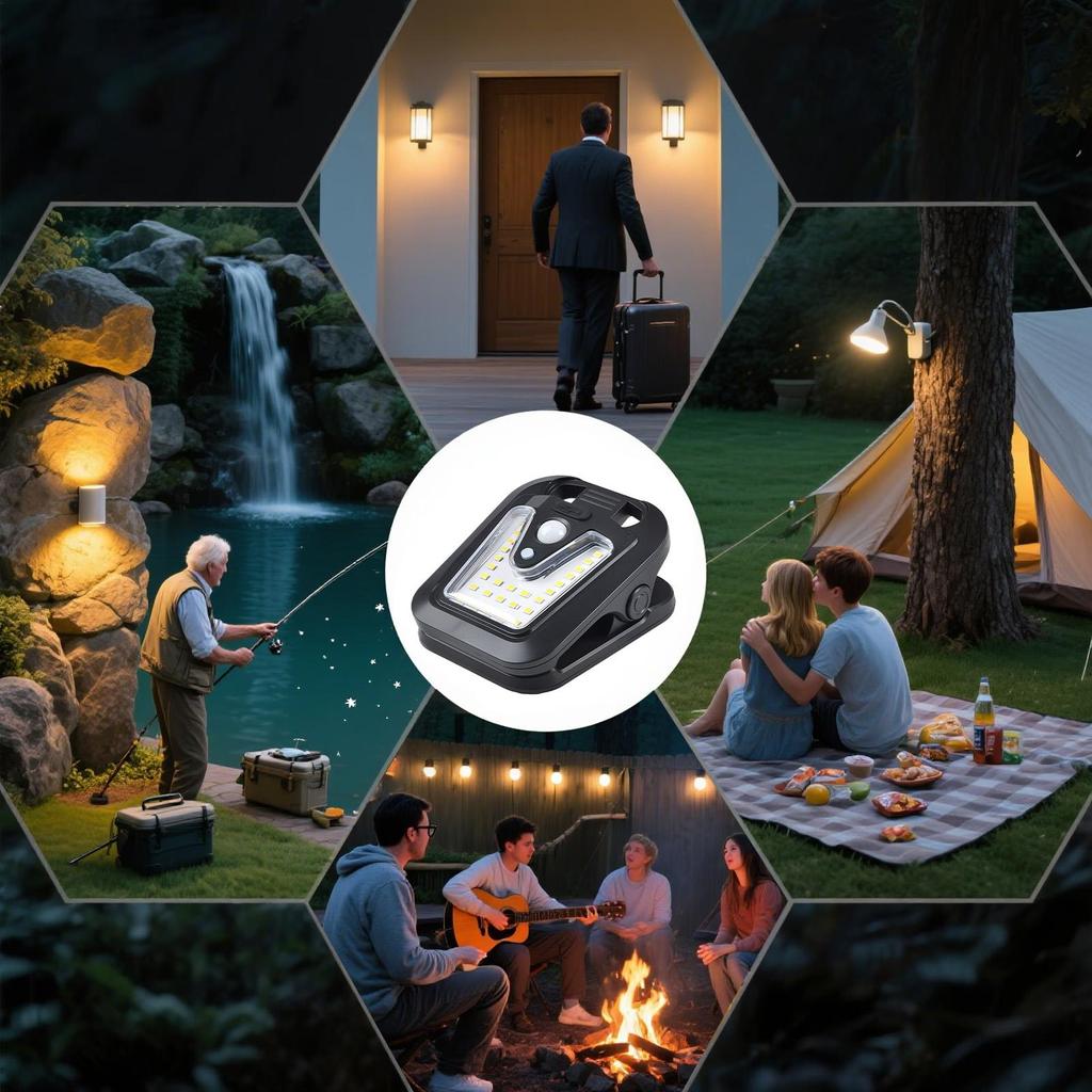 Уличные солнечные датчики движения USB Автоматическое включение/выключение Зажимная лампа Водонепроницаемая 4 режима Солнечные фонари для автодома Кемпинг Уличные датчики движения Зажимные фонари