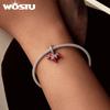 WOSTU 925 Sterling Silver Red Dalarna Horse Pendant Animal Charm Fit DIY Bracelet Necklace Women Family Daughter Jewelry Gift