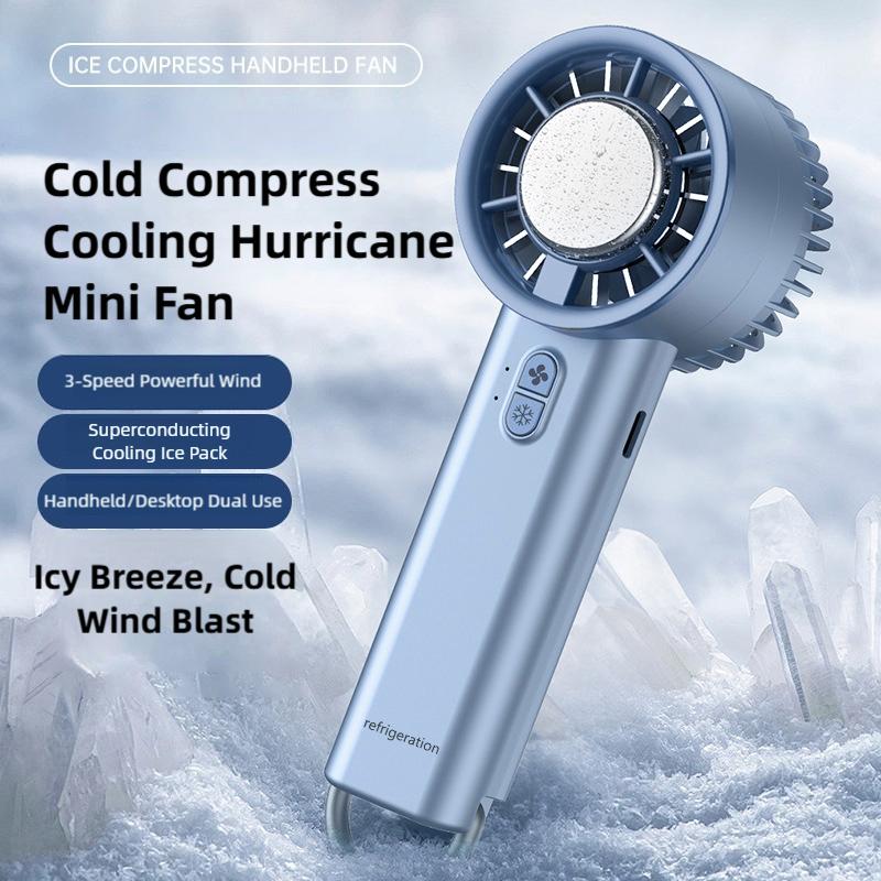 TINSOL Ice-Cooling High-Speed Handheld Fan Portable Mini Fan, Suitable for Travel, Camping, and Outdoors