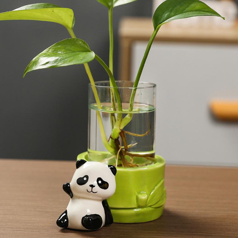 Керамика Цветочные композиции Украшения Стеклянное искусство DIY Цветочные сосуды Креативная панда Гидропонная ваза Милые украшения для дома