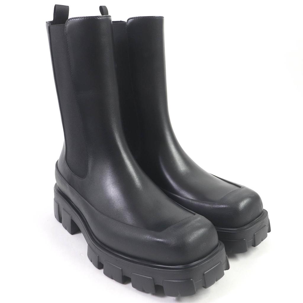 Pristine PRADA boots monolith Chelsea shoes with thick soles leather mens 10 2UG007 Used