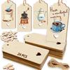 24/10/12pcs Wooden Unfinished Label Hanging Pieces DIY Handmade Wooden Blank Gift Bookmarks Wooden Chip Hanging Tags Including Hemp Rope