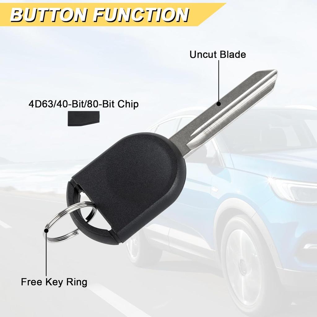 80 BIT Transponder Ignition Car Key, 4D-63 H84 H85 H92 Replacement for Ford F-Series Expedition Escape Explorer Focus Mustang Ranger Taurus, New