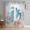 Летняя морская жизнь Коралловые морские черепахи Прозрачные шторы для украшения гостиной Оконные шторы Кухонные тюлевые шторы-вуаль