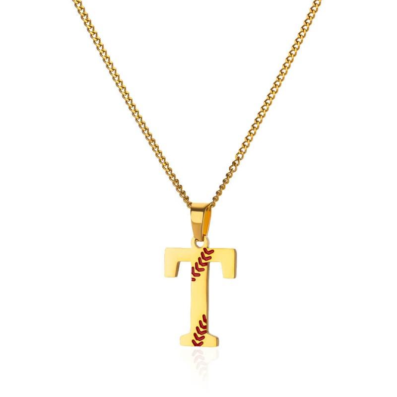 Новый дизайн изысканные бейсбольные инициалы - ожерелье с буквой, цепочка из нержавеющей стали, английская подвеска