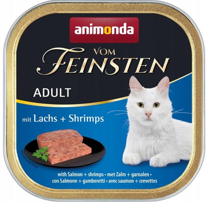 Animonda Cat | Vom Feinsten Adult | Wet Food for Adult Cats - 100g Tray - Salmon and Shrimp 100g