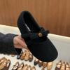 Серые туфли Мэри Джейн с увеличением высоты подошвы, осенне-зимние, плюшевые, теплые, на хлопковой подкладке, вечерние туфли