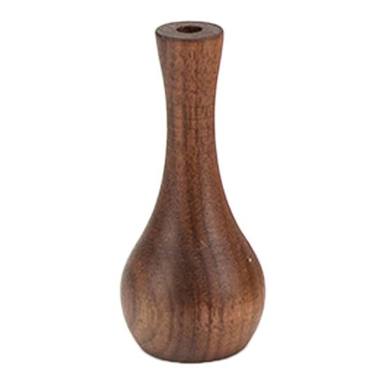 Mini Wooden Vase Natural Walnut Gourd Shape Vase Desktop Small Wood Bud Vase for Living Room Desk Shelf Home Decor