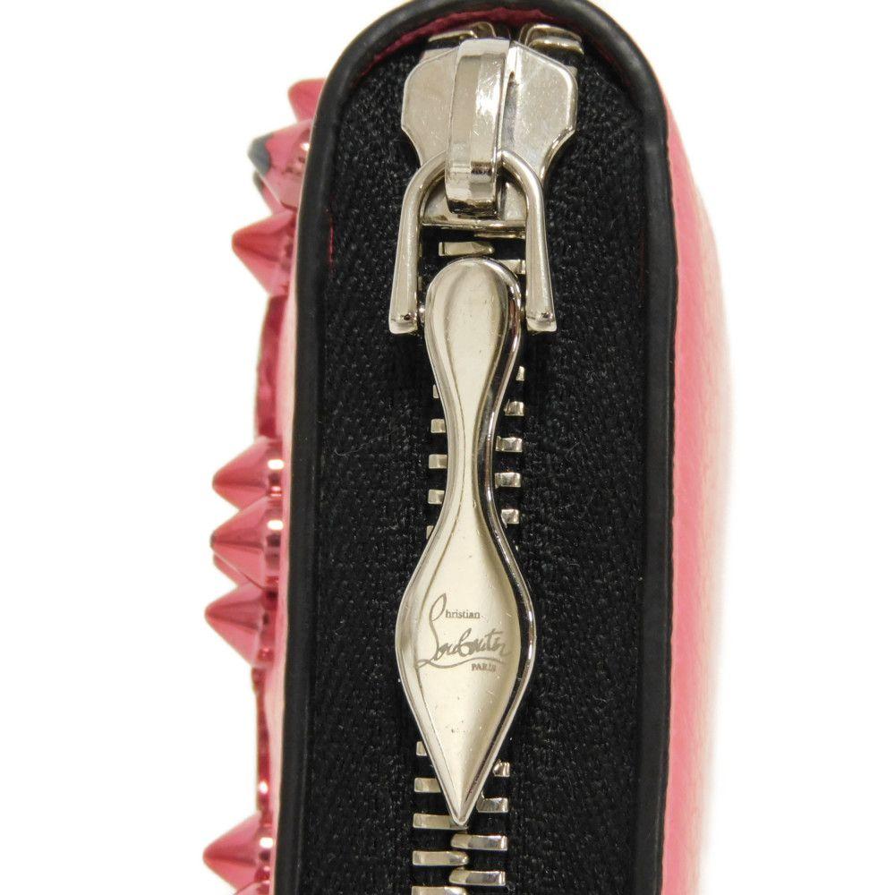 Б/у 9605 Кошелек для монет Панеттоне 3175223 7943 Логотип Металлический кошелек на молнии по периметру с шипами Розовый Женский из Японии