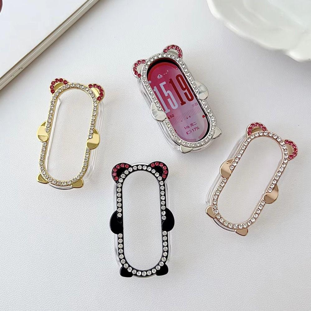 Diamond PC Protective Case Cute Bear Screen Protector for Xiaomi Band 8 Smart Watch Accessories