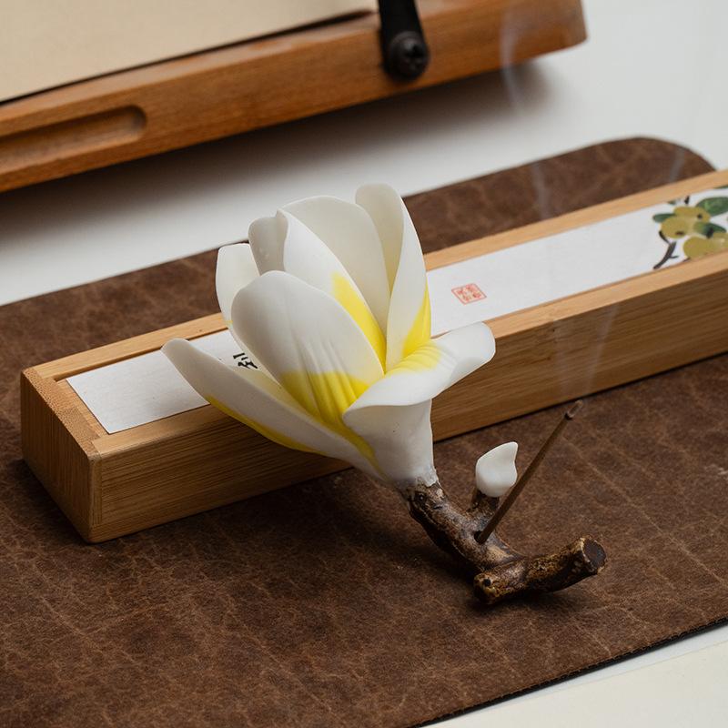 Керамические изделия ручной работы Магнолия Керамические декоративные украшения ручной работы Основа для ароматерапии Подставка для благовоний из сандалового дерева Домашний декор