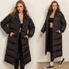Knee-length cotton jacket women's winter new fashion slim down cotton hooded thickened cotton coat