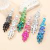 Длинные серьги со стразами в европейском и американском стиле - модные украшения с цветными бриллиантами для женщин