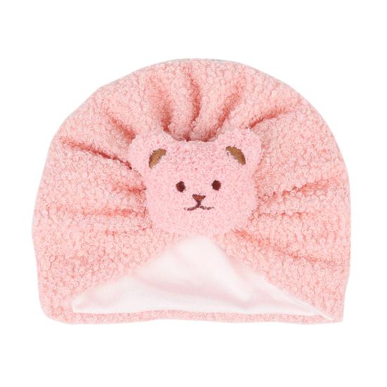 Children Hat Cartoon Bear Design Comfortable Elastic Fit Knitting Hat All-Round Thermal Protection Winter Baby Hat