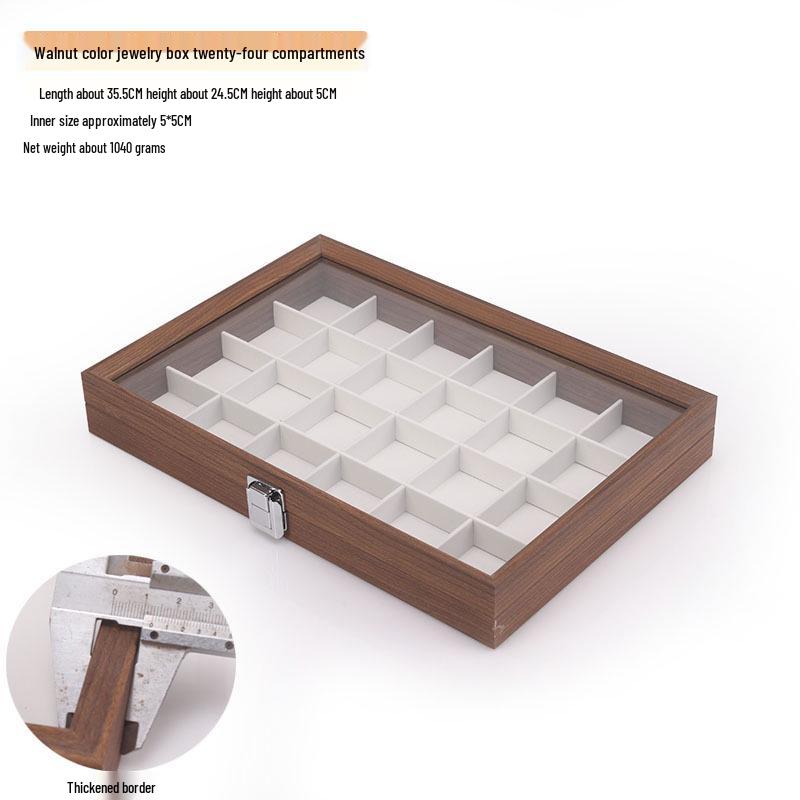 Шкатулка для украшений из орехового дерева с белой кожей и крышкой, пыленепроницаемое хранилище для серег, колец, ожерелий и браслетов.
