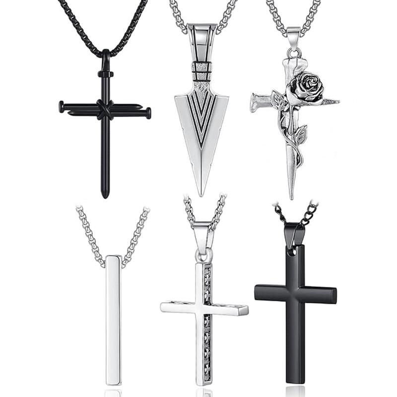 Европейско-американский стиль Титановая сталь Крест Ожерелье - Модный мужской хип-хоп кулон аксессуар