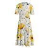 Женская повседневная мода Цветочный (лист)  Платье-халат с принтом, V-образным вырезом, короткими рукавами и длинной юбкой-халат