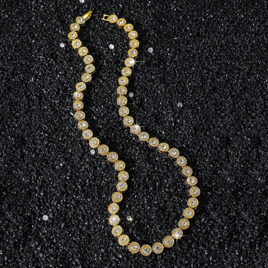 Мужское 8-миллиметровое круглое хип-хоп ожерелье с бриллиантовой вышивкой