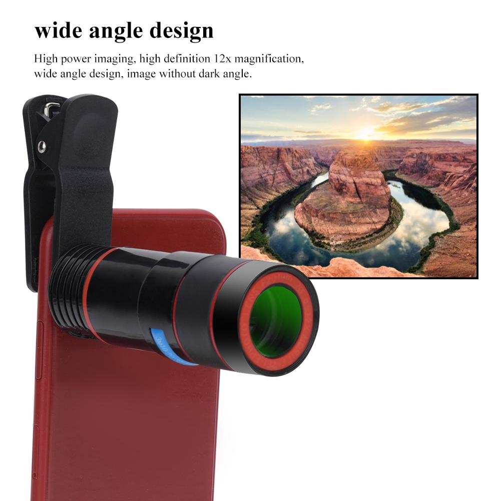 Универсальный мобильный телефонный монокулярный телескоп с 12-кратным увеличением и высокой четкостью изображения для дальнего обзора