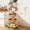 Многослойная поворотная полка из нержавеющей стали на 360 градусов, корзина для хранения фруктов и овощей, напольная полка с колесиками, кухонный органайзер