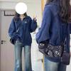 Woman Fried Dough Twists Embroidery Sweater College Style Lapel Half Zipper Pullover Autumn Loose and Simple Female Outerwear