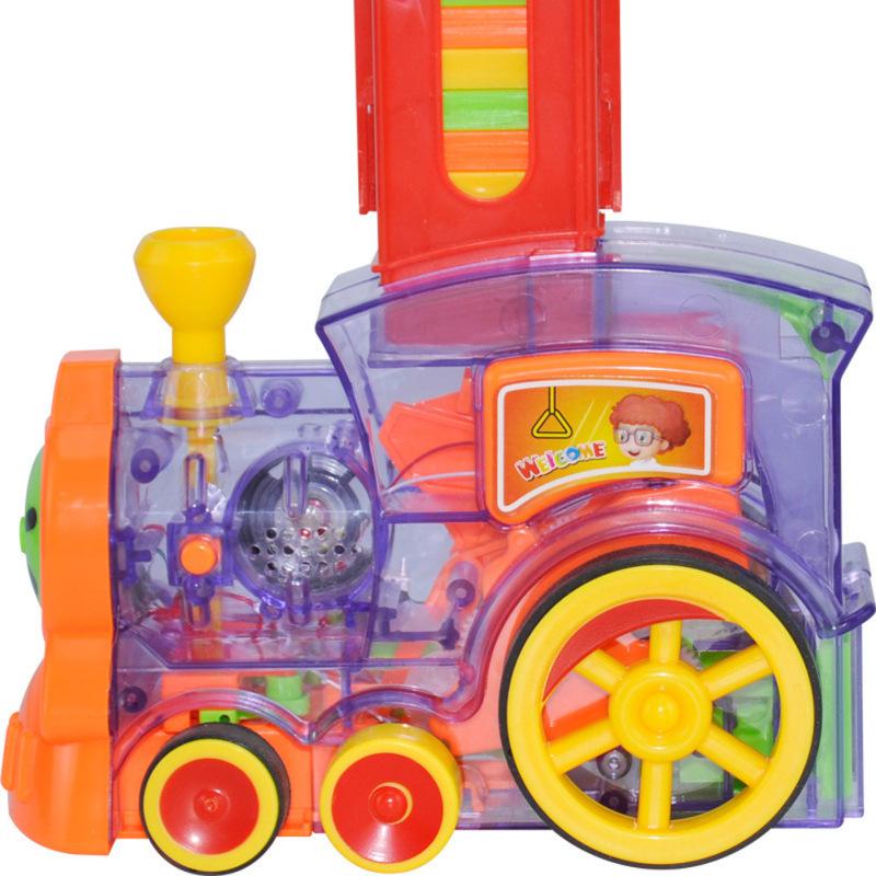 Игрушечный набор поездов домино, модель раллийного электропоезда с 60 шт., красочные игровые строительные блоки домино, автомобиль