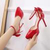 French 12cm High Heels for Women New Bow Sexy Shallow Mouthed Pointed Thin Heels for Women Shoes