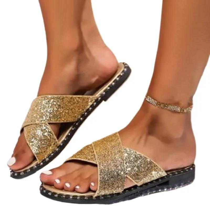 2024 Лето Новые Женские Туфли На Плоской Подошве Модные Повседневные Универсальные Популярные Тапочки Женские 36-43