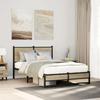 VidaXL Metal Bed Frames with Sonoma Oak Headboard 120x190 Cm, Double Bed, Bedroom Furniture, Bed 4007883