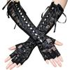 SHLYMP Long Gothic Floral Party Cosplay Fancy Photo Costume UV Arm Black Lace-up Gloves, Fingerless, Lolita, Lace, Embroidery, Gloves, Gloves,