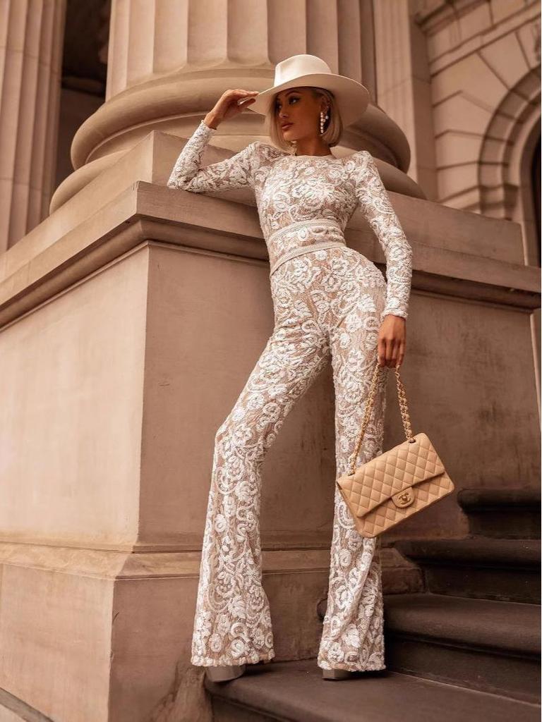 Европейско-американский знаменитый стиль кружевной облегающий комбинезон