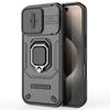 For iPhone 16 Pro Case Ring Kickstand Slide Lens Protection PC+TPU Phone Cover