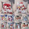 Cute Cartoon Snowman Cushion Cover Christmas Decoration Soft Plush Pillowcase Living Room Sofa Ornaments Bedroom Home