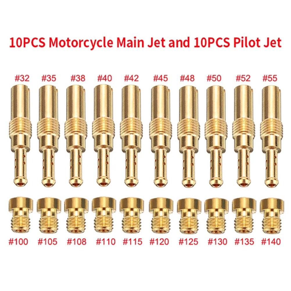 10pcs Motorcycle Carburetor Main Jets Slow Pilot Jets for PWK PWM Keihin OKO CVK NSR KSR Carb Set Injector Nozzle