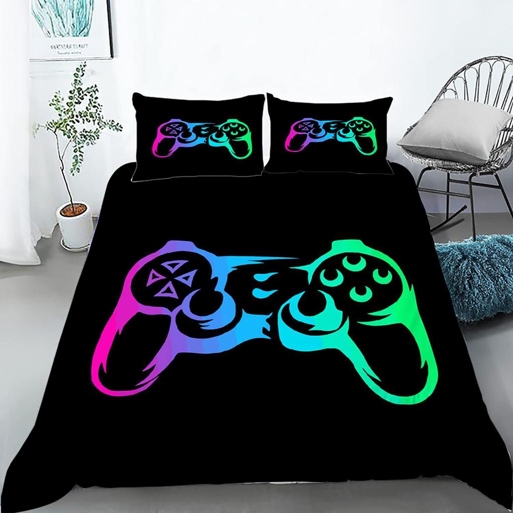 Gamepad Pattern Three-Piece Set Suitable For Boys And Girls Bedroom Decoration Duvet Set