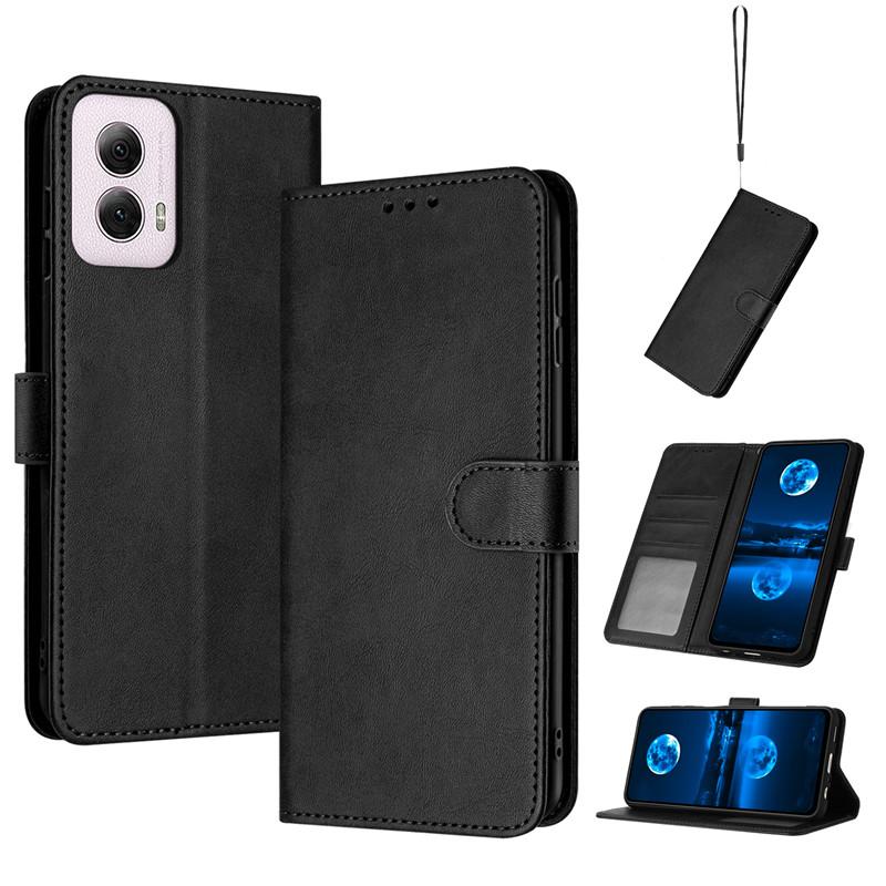 Magnetic Flip Cover Leather Case For Motorola MOTO G85 G64 G54 Power E14 G04s G14 G24 G34 5G Solid Color Skin Feel Wallet Bags