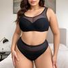 Black Plus-size Push-up Comfortable Bra Set European and American Style Underwire Solid Color Underwear Sexy and Skin-friendly Panties