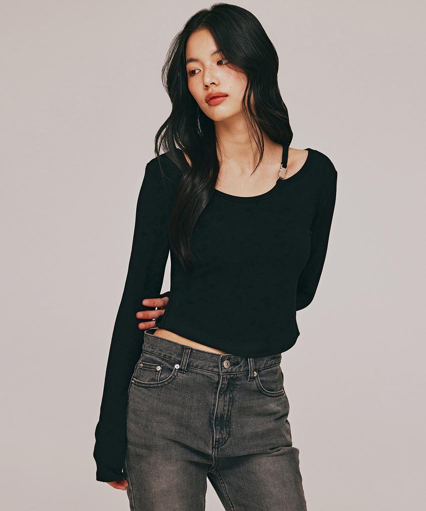 TOPGIRL Buckle Detail With Shoulder Cut-Out Top_T513Tp101